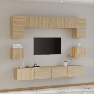 Set Mobili Porta TV 8pz-Set di 8 Credenza per TV Rovere Sonoma in Legno Multistrato 838944