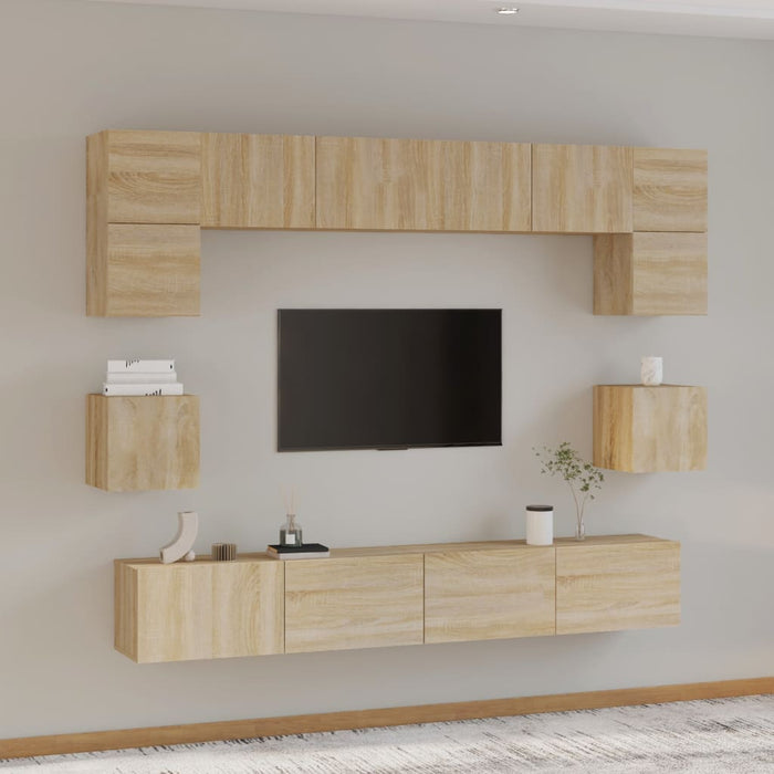 Set Mobili Porta TV 8pz-Set di 8 Credenza per TV Rovere Sonoma in Legno Multistrato 838944