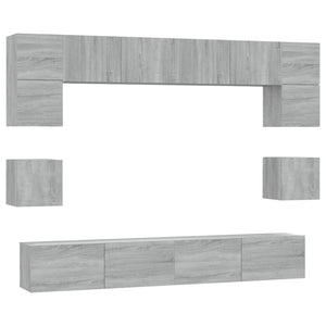 Set Mobili Porta TV 8pz Grigio Sonoma in Legno Multistrato 3114420