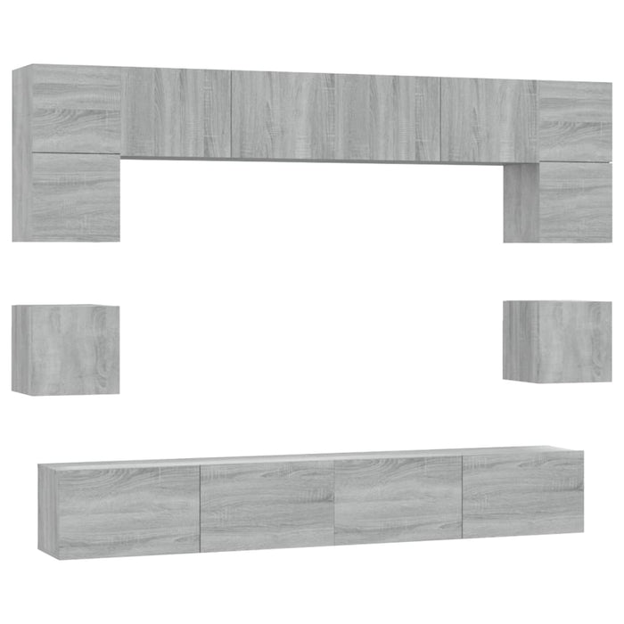 Set Mobili Porta TV 8pz Grigio Sonoma in Legno Multistrato 3114420