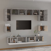 Set Mobili Porta TV 8pz Grigio Sonoma in Legno Multistrato cod mxl 20207