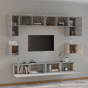 Set Mobili Porta TV 8pz Grigio Sonoma in Legno Multistrato 3114420