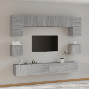 Set Mobili Porta TV 8pz Grigio Sonoma in Legno Multistrato 3114420