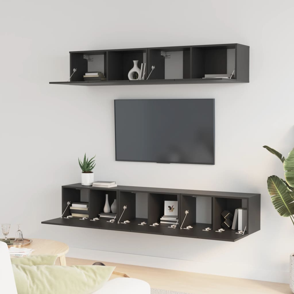 Set di Mobili Porta TV 5 pz Nero in Legno Multistrato 3114423