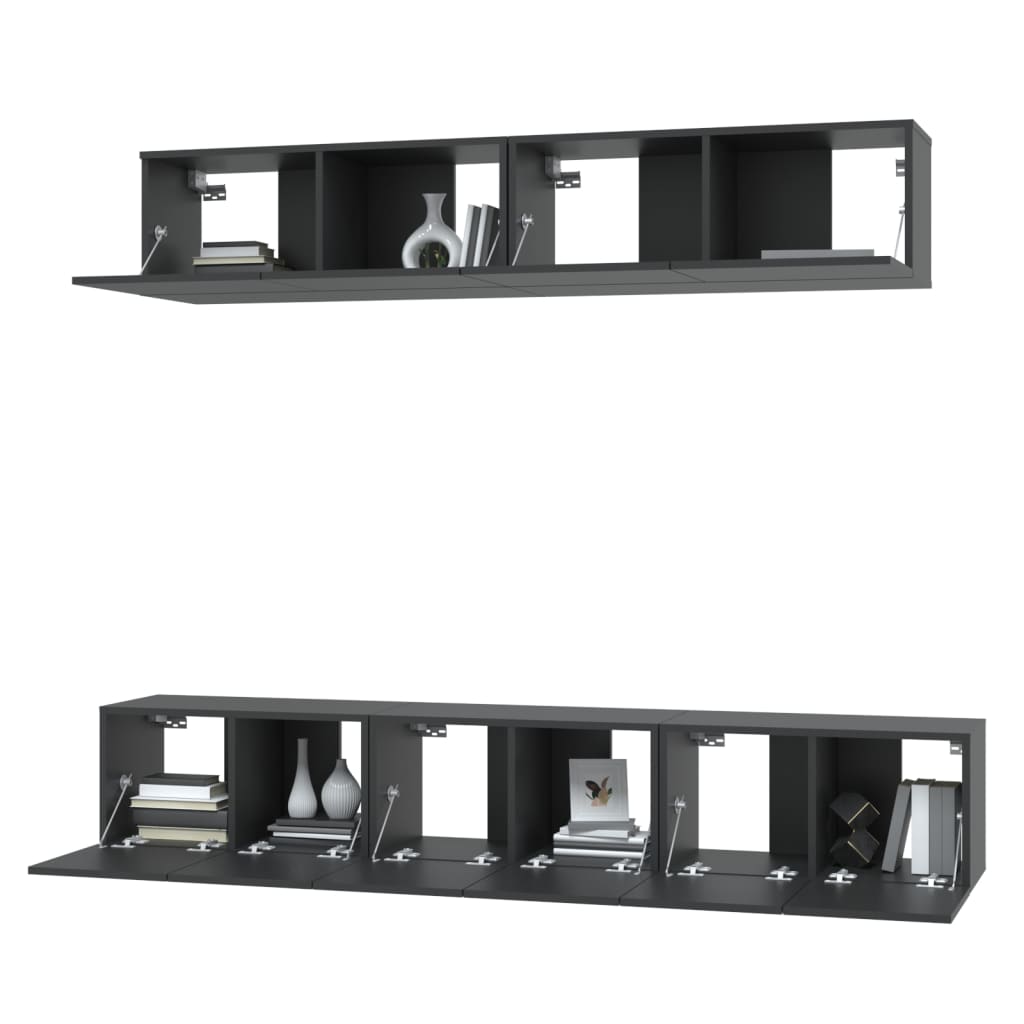 Set di Mobili Porta TV 5 pz Nero in Legno Multistrato 3114423