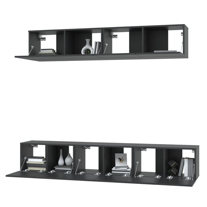 Set di Mobili Porta TV 5 pz Nero in Legno Multistrato 3114423