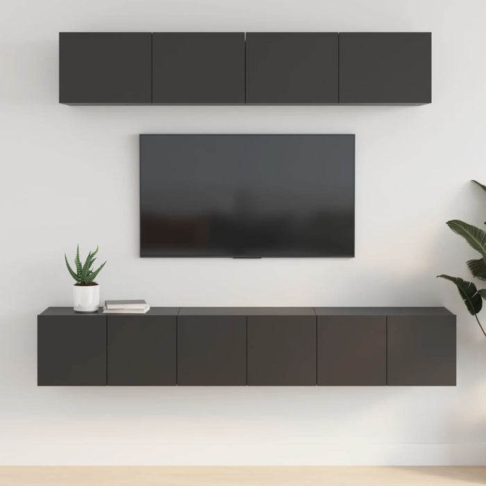 Set di Mobili Porta TV 5 pz Nero in Legno Multistrato 3114423