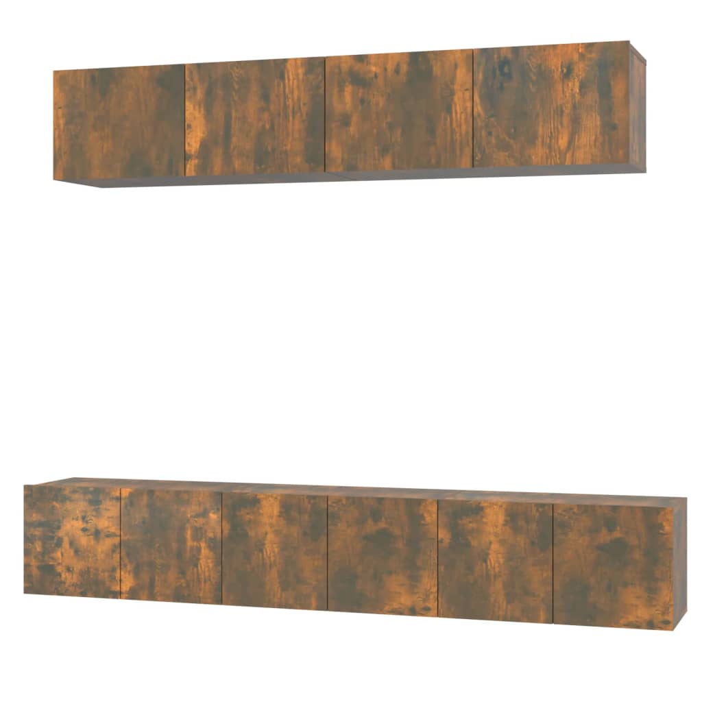 Set di Mobili Porta TV 5 pz Rovere Fumo in Legno Multistrato cod mxl 20109