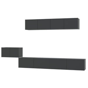 Set di Mobili Porta TV 5 pz Nero in Legno Multistrato 3114431