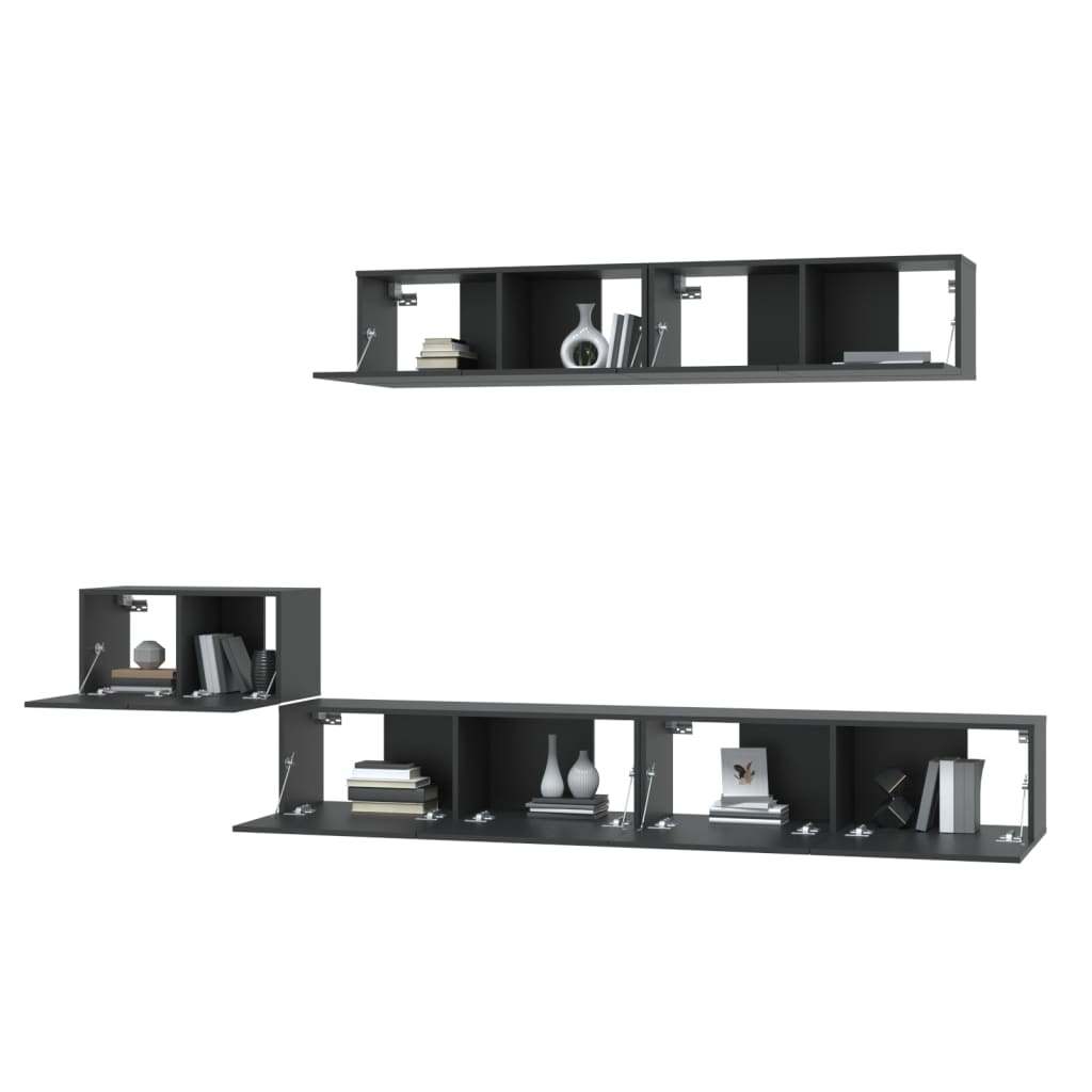 Set di Mobili Porta TV 5 pz Nero in Legno Multistrato 3114431