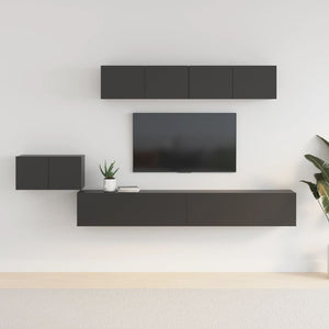 Set di Mobili Porta TV 5 pz Nero in Legno Multistrato 3114431