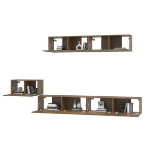 Set di Mobili Porta TV 5 pz Rovere Fumo in Legno Multistrato cod mxl 12151