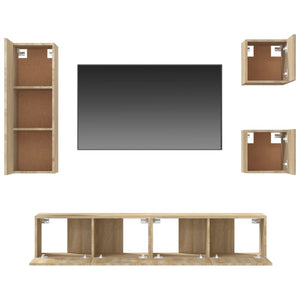 Set di Mobili Porta TV 5 pz Rovere Sonoma in Legno Multistrato cod mxl 20107