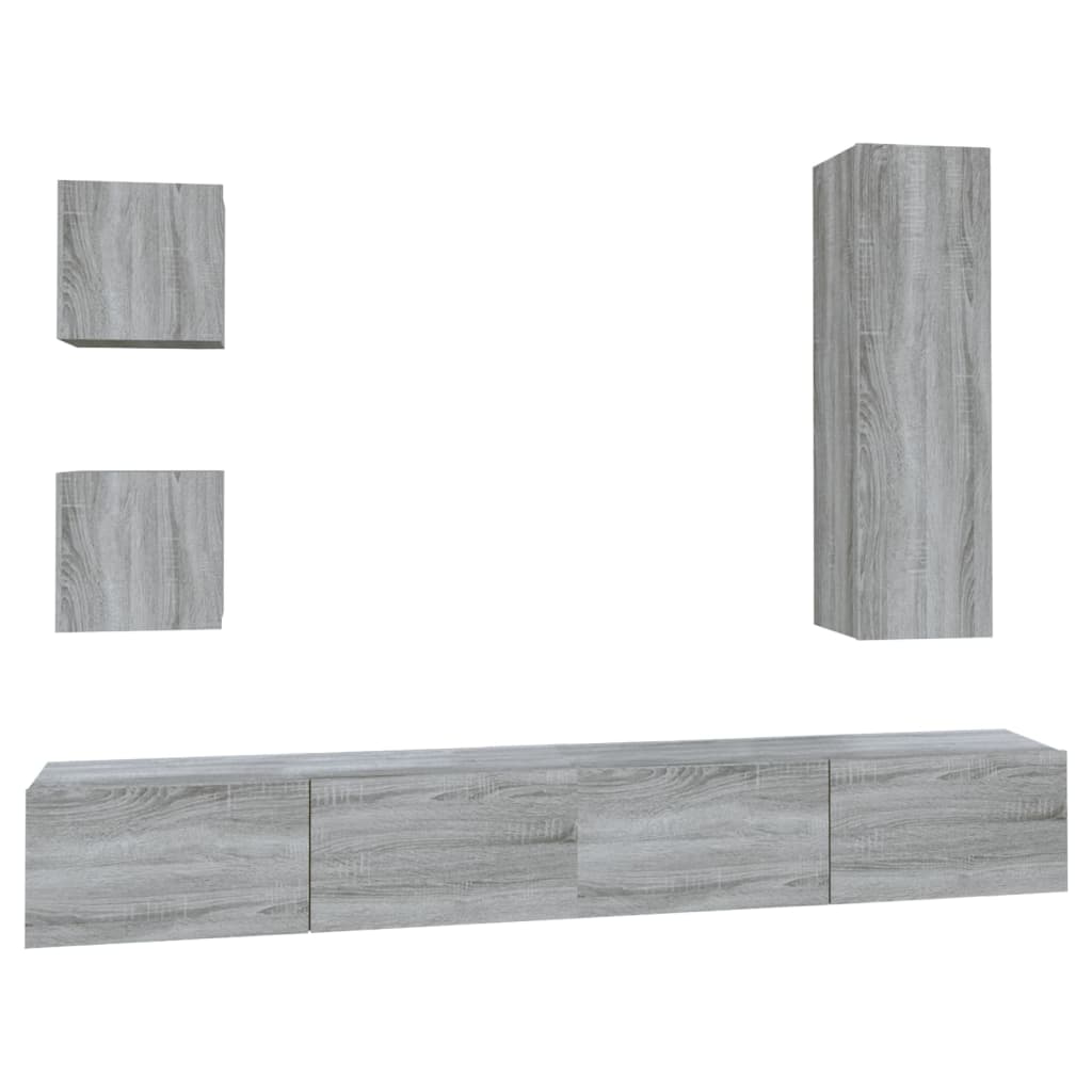 Set di Mobili Porta TV 5 pz Grigio Sonoma in Legno Multistrato 3114452
