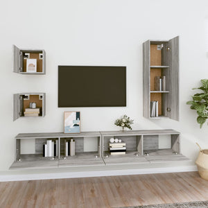 Set di Mobili Porta TV 5 pz Grigio Sonoma in Legno Multistrato 3114452