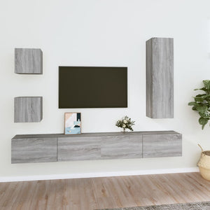 Set di Mobili Porta TV 5 pz Grigio Sonoma in Legno Multistrato 3114452