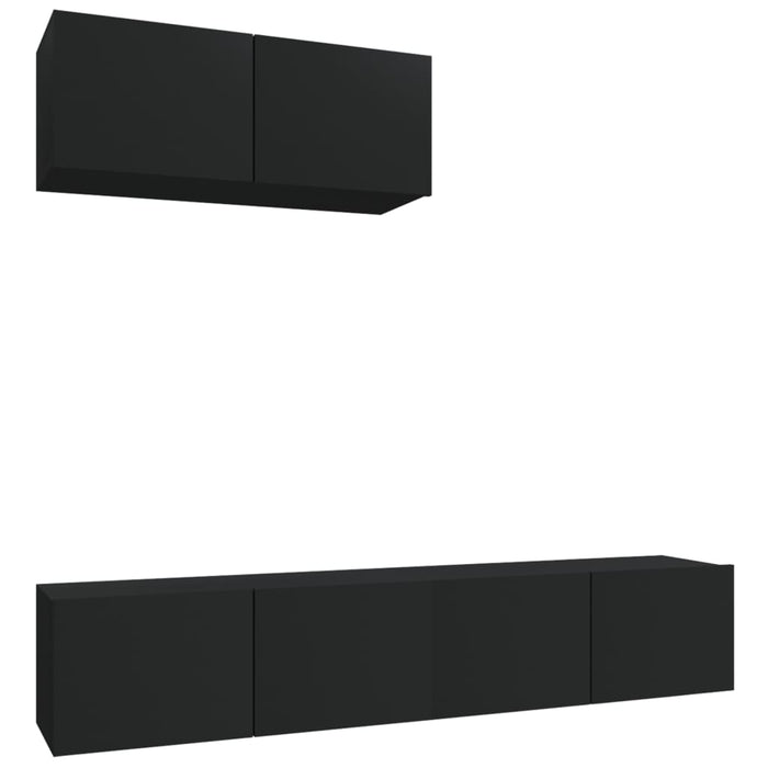 Set Mobili Porta TV 3 pz Nero in Legno Multistrato cod mxl 13240