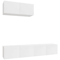 Set Mobili Porta TV 3 pz Bianco Lucido in Legno Multistrato 3114474