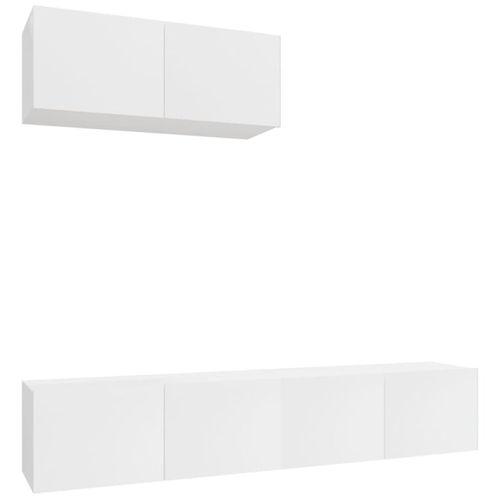 Set Mobili Porta TV 3 pz Bianco Lucido in Legno Multistrato 3114474