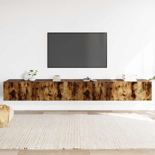Set Mobili Porta TV 3 pz-Set di 3 Credenza per TV Rovere Fumo in Legno Multistrato 270856