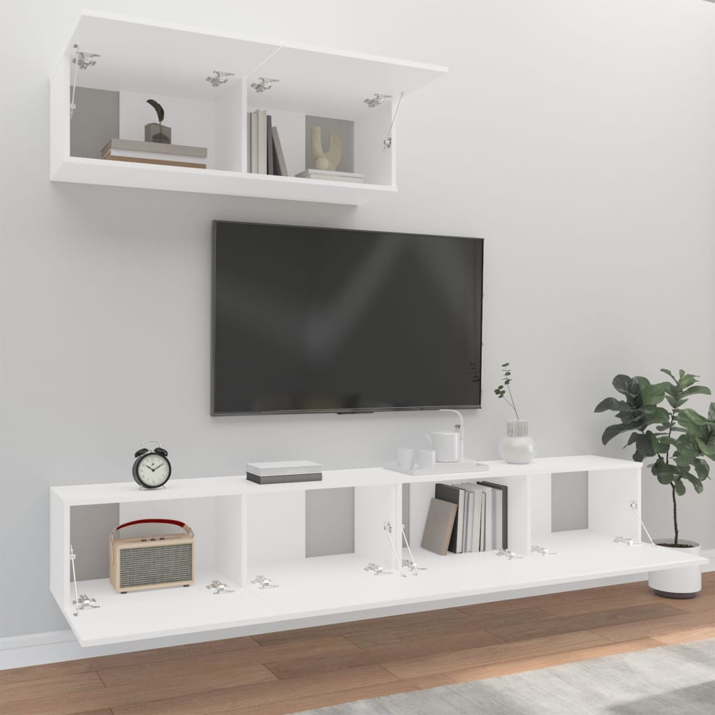Set Mobili Porta TV 3 pz Bianco in Legno Multistrato 3114478