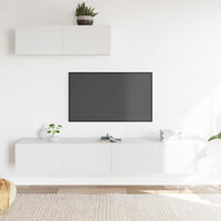 Set Mobili Porta TV 3 pz-Set di 3 Credenza per TV Bianco in Legno Multistrato 712696