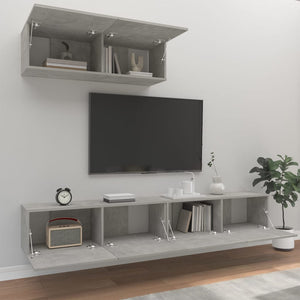 Set di Mobili Porta TV 3 pz Grigio Cemento in Legno Multistrato 3114481