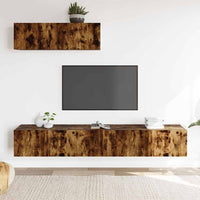 Set Mobili Porta TV 3 pz-Set di 3 Credenza per TV Rovere Fumo in Legno Multistrato 305024