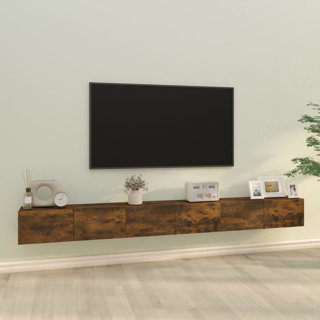 Set Mobili Porta TV 3 pz Rovere Fumo in Legno Multistrato cod mxl 10147