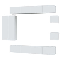 Set Mobili Porta TV 8pz Bianco in Legno Multistrato 3114494