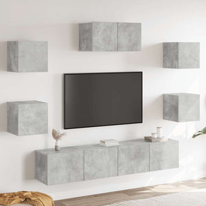Set di Mobili Porta TV 7 pz Grigio Cemento in Legno Multistrato 3114505