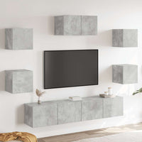 vidaXL Set di Mobili Porta TV 7 pz Grigio Cemento in Legno Multistrato
