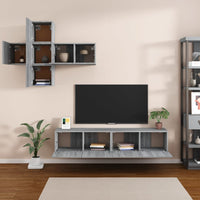 Set di Mobili Porta TV 7 pz Grigio Sonoma in Legno Multistrato cod mxl 20255