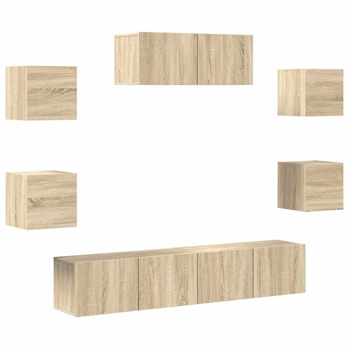 Set di Mobili Porta TV 7 pz Rovere Sonoma in Legno Multistrato cod mxl 11936