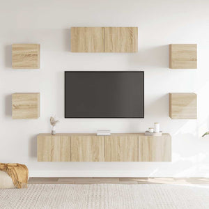 Set di Mobili Porta TV 7 pz Rovere Sonoma in Legno Multistrato cod mxl 11936