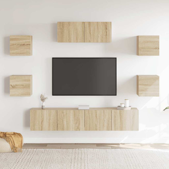 Set di Mobili Porta TV 7 pz Rovere Sonoma in Legno Multistrato cod mxl 11936