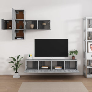 Set di Mobili Porta TV 7 pz Grigio Sonoma in Legno Multistrato cod mxl 20234