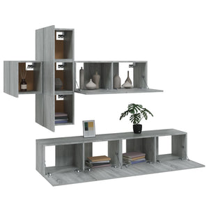 Set di Mobili Porta TV 7 pz Grigio Sonoma in Legno Multistrato cod mxl 20234