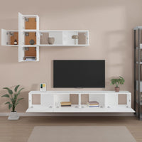 Set di Mobili Porta TV 7 pz Bianco in Legno Multistrato cod mxl 63084