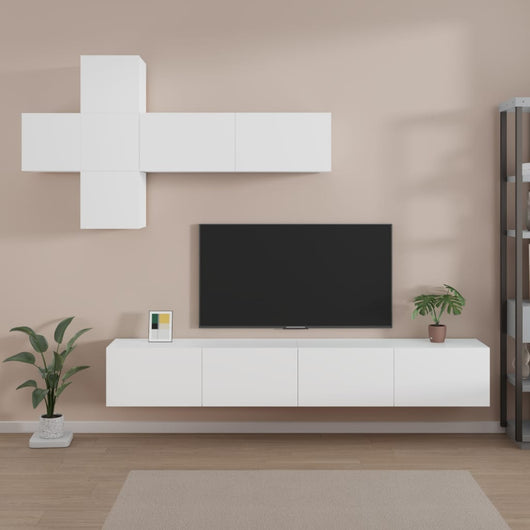 Set di Mobili Porta TV 7 pz Bianco in Legno Multistrato cod mxl 63084