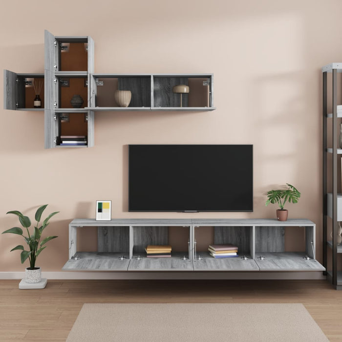 Set di Mobili Porta TV 7 pz Grigio Sonoma in Legno Multistrato 3114524