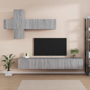 Set di Mobili Porta TV 7 pz Grigio Sonoma in Legno Multistrato cod mxl 22784