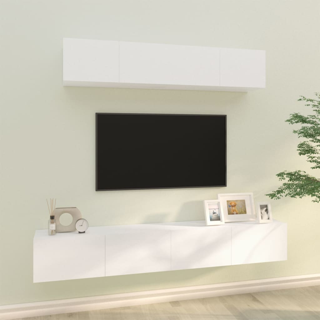 Set di Mobili Porta TV 4 pz Bianco in Legno Multistrato 3114526