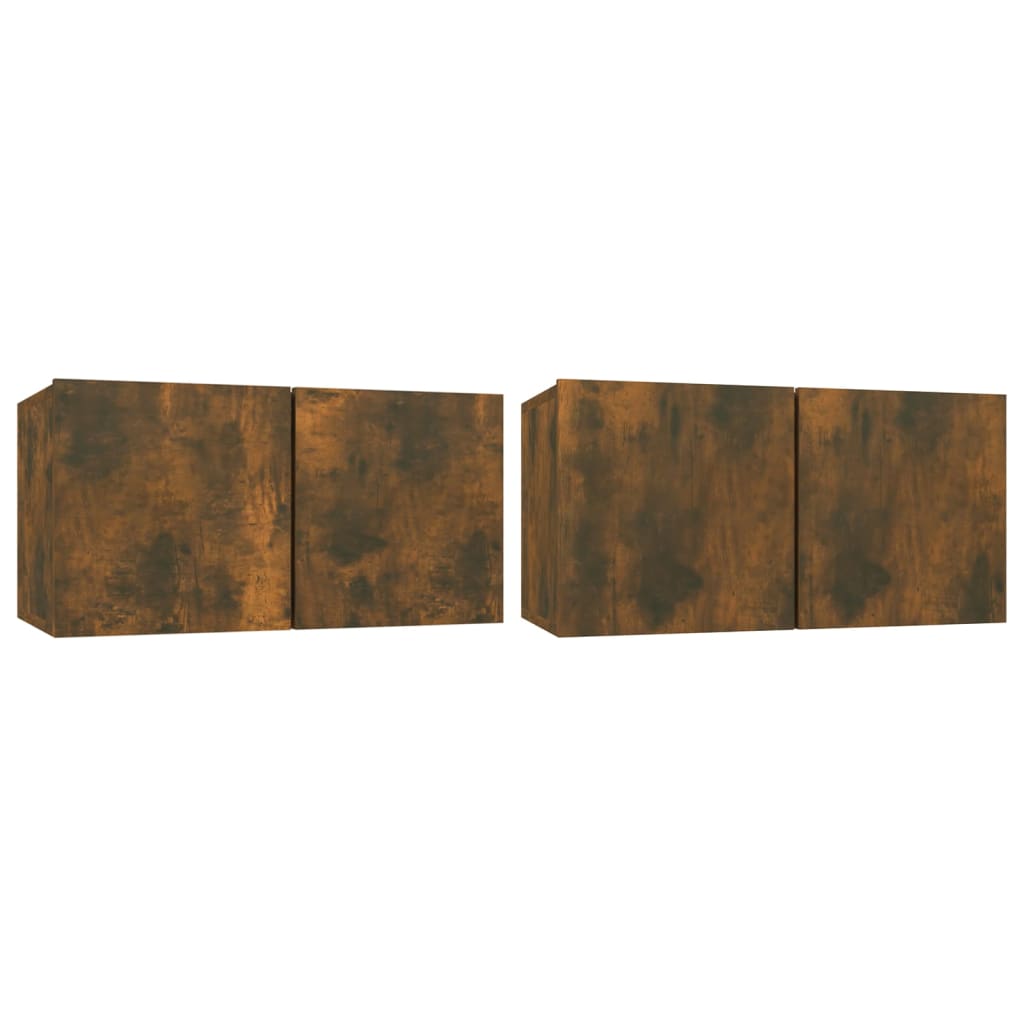 Set di Mobili Porta TV 4 pz Rovere Fumo in Legno Multistrato cod mxl 12156