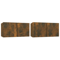 Set di Mobili Porta TV 4 pz Rovere Fumo in Legno Multistrato cod mxl 12156