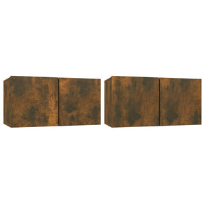 Set di Mobili Porta TV 4 pz Rovere Fumo in Legno Multistrato cod mxl 12156