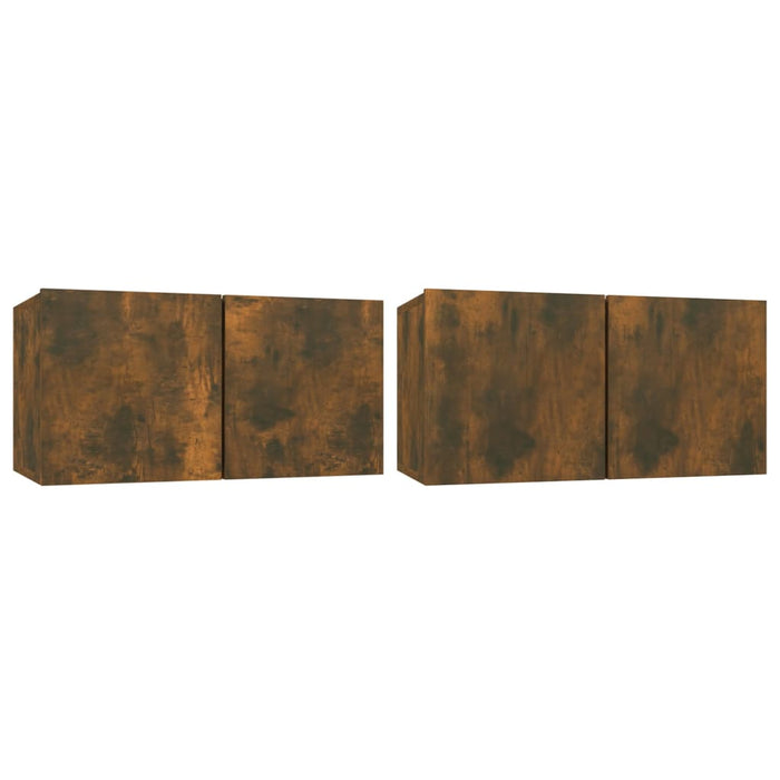 Set di Mobili Porta TV 4 pz Rovere Fumo in Legno Multistrato cod mxl 12156