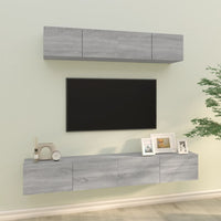 Set di Mobili Porta TV 4 pz Grigio Sonoma in Legno Multistrato 3114532