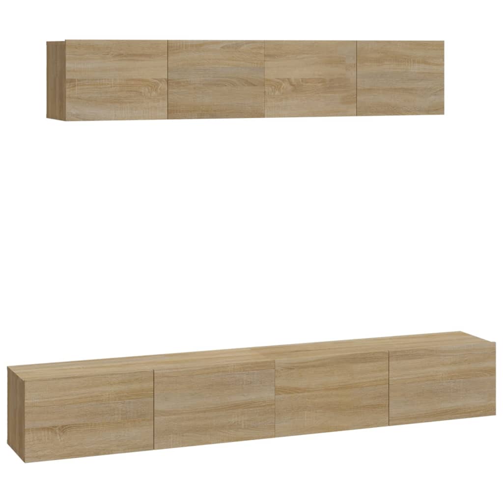 Set di Mobili Porta TV 4 pz Rovere Sonoma in Legno Multistrato 3114536