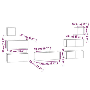 Set di Mobili Porta TV 7 pz Bianco in Legno Multistrato 3114542